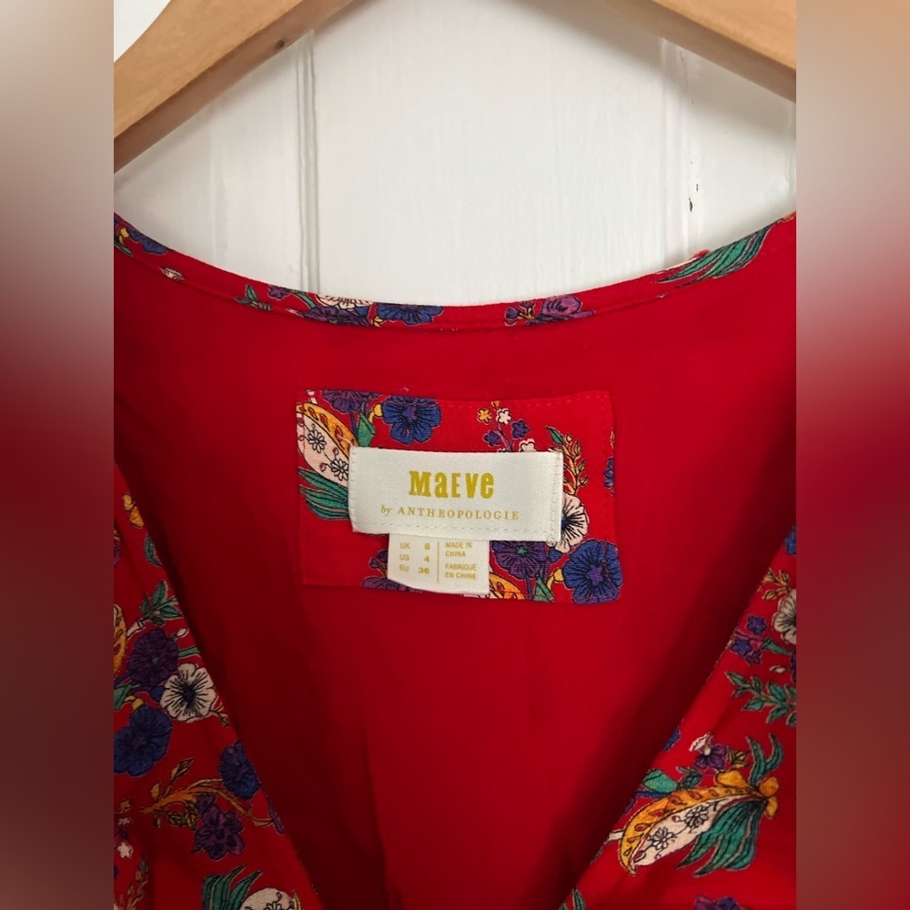 Maeve Red Floral Mini Dress - Picture 2 of 5